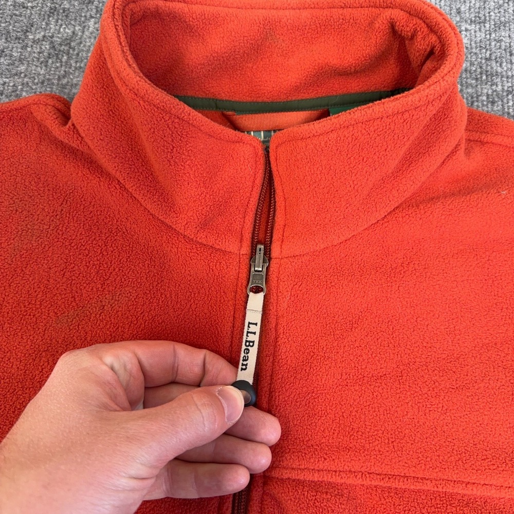 LL Bean Fleece Jacket Men 2XL Orange Inner Liner Full Zip Mock Neck Outdoor READ - Picture 5 of 10